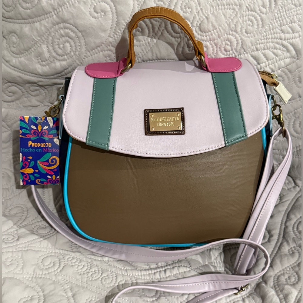 Multicolor Handbag with Pink and Brown Accents